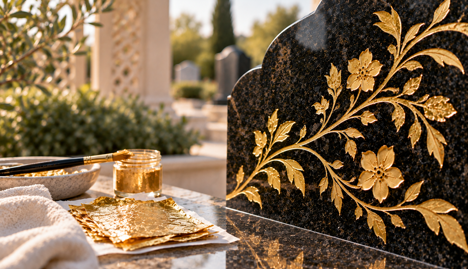 Gold Leaf vs Gold Paint for Islamic Headstone Lettering featured image